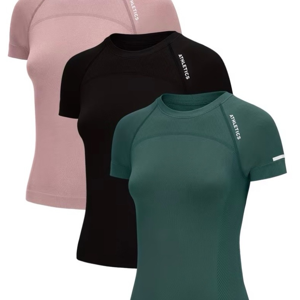 Women's Activewear Tops - Black, Pink, Green